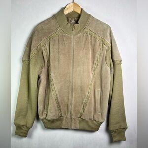 Vintage Outdoor Exchange Suede Leather Knit Bomber Jacket Men’s Large Retro